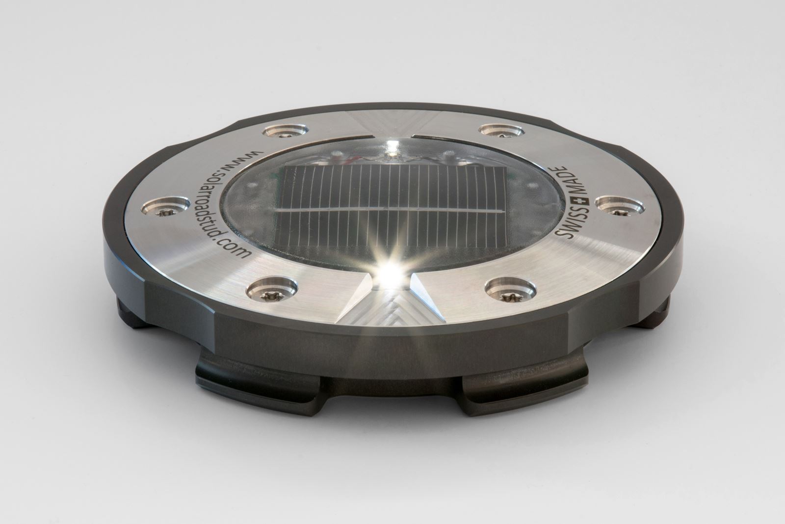 Solar unterflur Bodenlampe mit integral gefräste Aluminium-Gehäuse und rostfreiem-Stahl-Ring für schwerstlast Einsatz